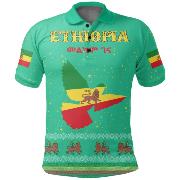 Africa  Shirt - Ethiopia Christmas Polo Shirt - Eagle Style JB - Image 2