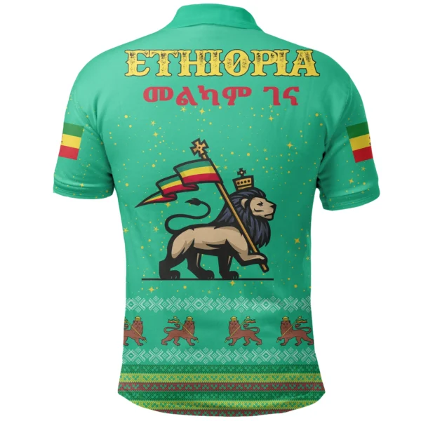 Africa  Shirt - Ethiopia Christmas Polo Shirt - Eagle Style JB - Image 3