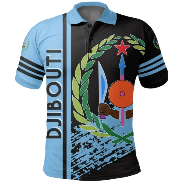 Africa  Shirt - Djibouti Quarter Style Polo Shirt - Image 2