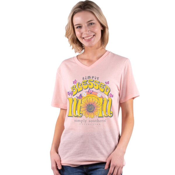 SALE Simply Southern Blessed Mom V-Neck Collection T-Shirt