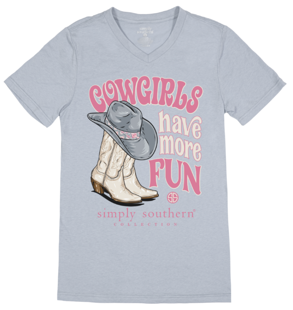 SALE Simply Southern Cowgirls Fun V-Neck Collection T-Shirt - Image 2