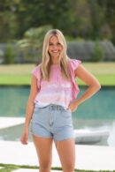 SALE Simply Southern Ruffle Tie Dye Pink Tank Top T-Shirt