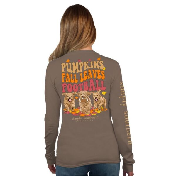 Simply Southern Fall Leaves Football Long Sleeve T-Shirt - Image 3