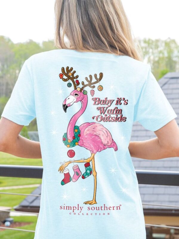 Simply Southern Flamingo Christmas Holiday T-Shirt - Image 3