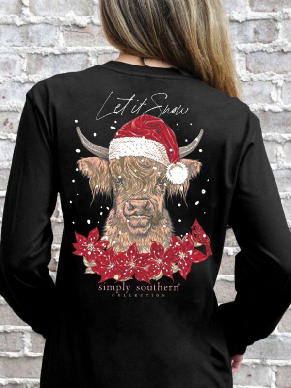 Simply Southern Snow Cow Holiday Long Sleeve T-Shirt - Image 3